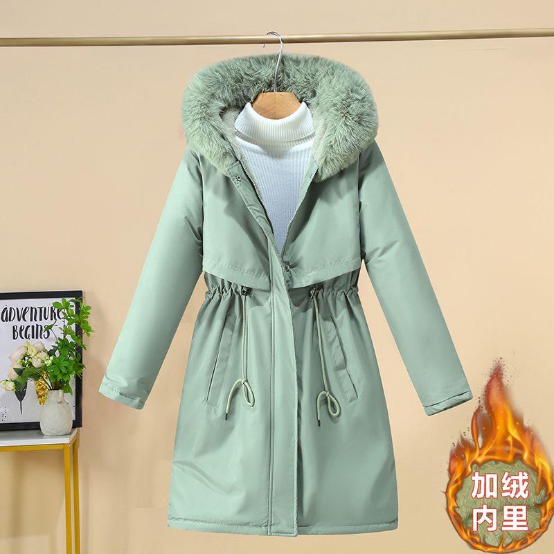 新款派克棉服女中长款2025大码韩版加绒棉衣棉袄外套加厚冬天棉袄