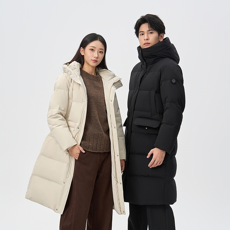 波司登冬季2025年新国标90绒长款户外休闲加厚连帽宽松情侣羽绒服