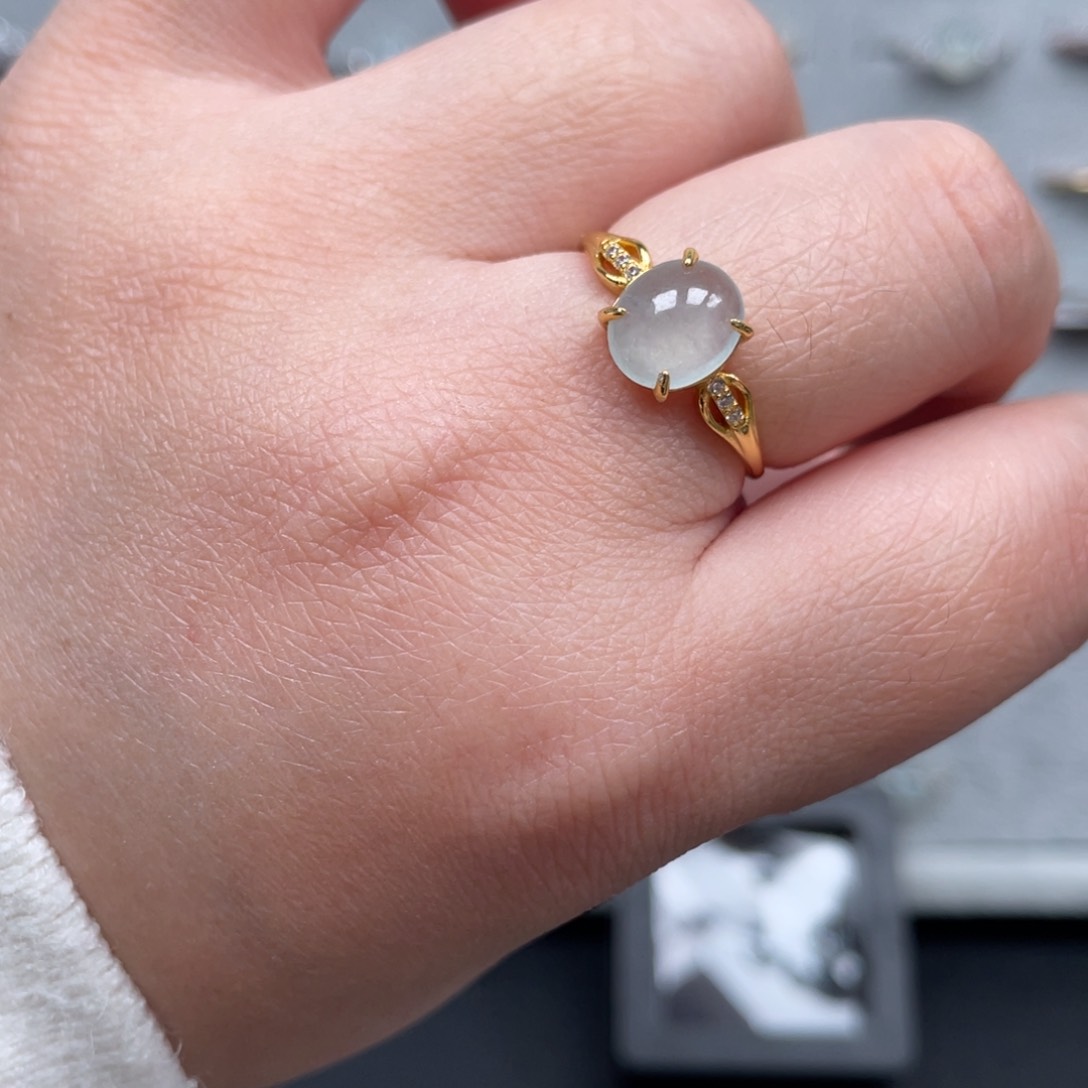 翡翠戒指银S925镶嵌戒指