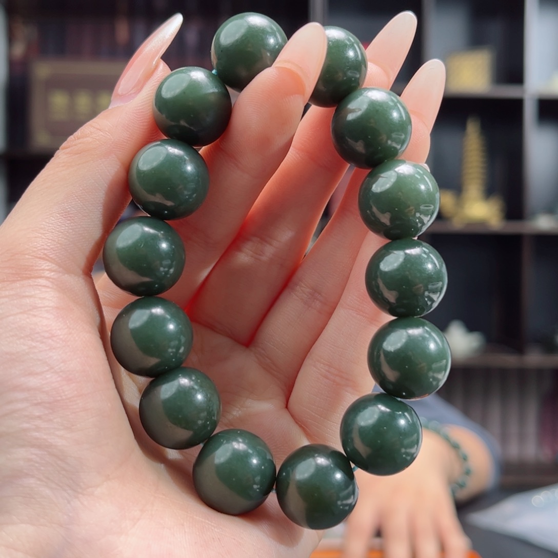 【闪购商品】和田玉手串未镶嵌新疆若羌青黄16 多样性拍一发一微瑕