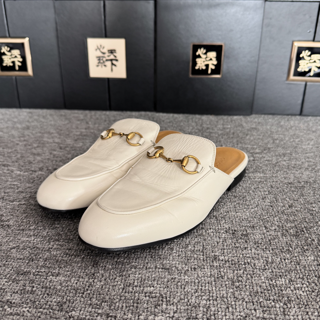 95新 GUCCI/古驰 古驰马衔扣纯皮半拖36码ysc3217