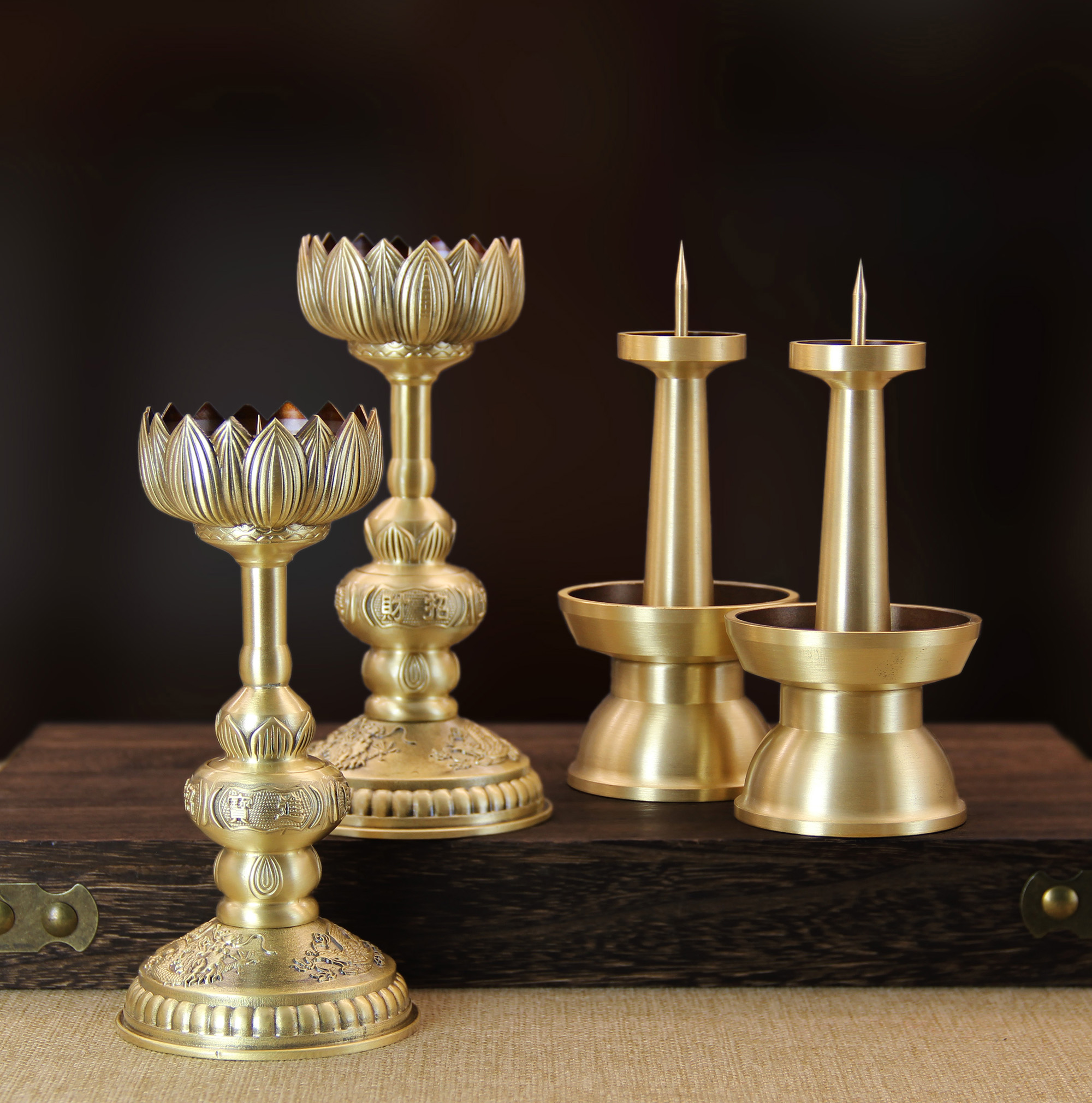 全黄铜香炉《烛台》铜烛台家用室内佛堂焚烧熏香炉插香炉供奉炉