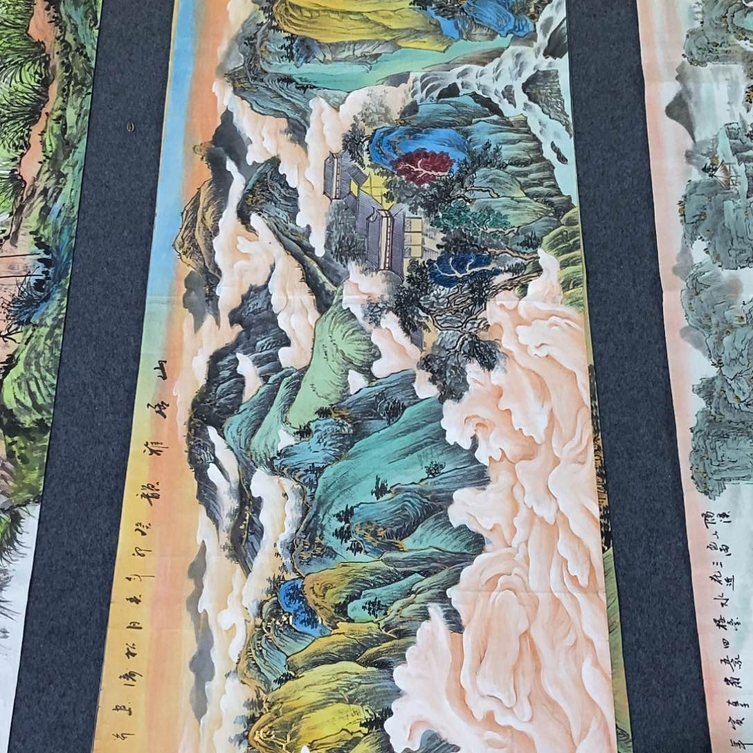 国画小六尺金碧山水一副