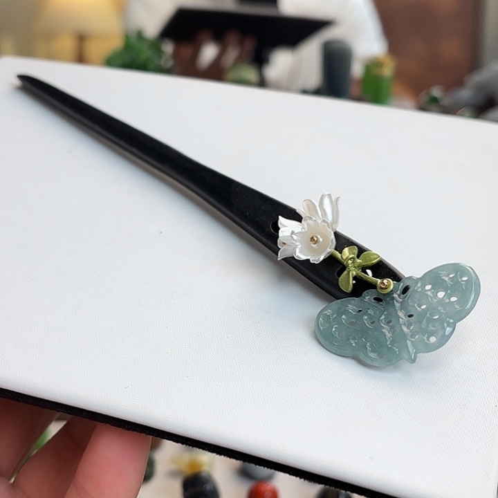 翡翠未镶嵌发饰天然A货翡翠发簪