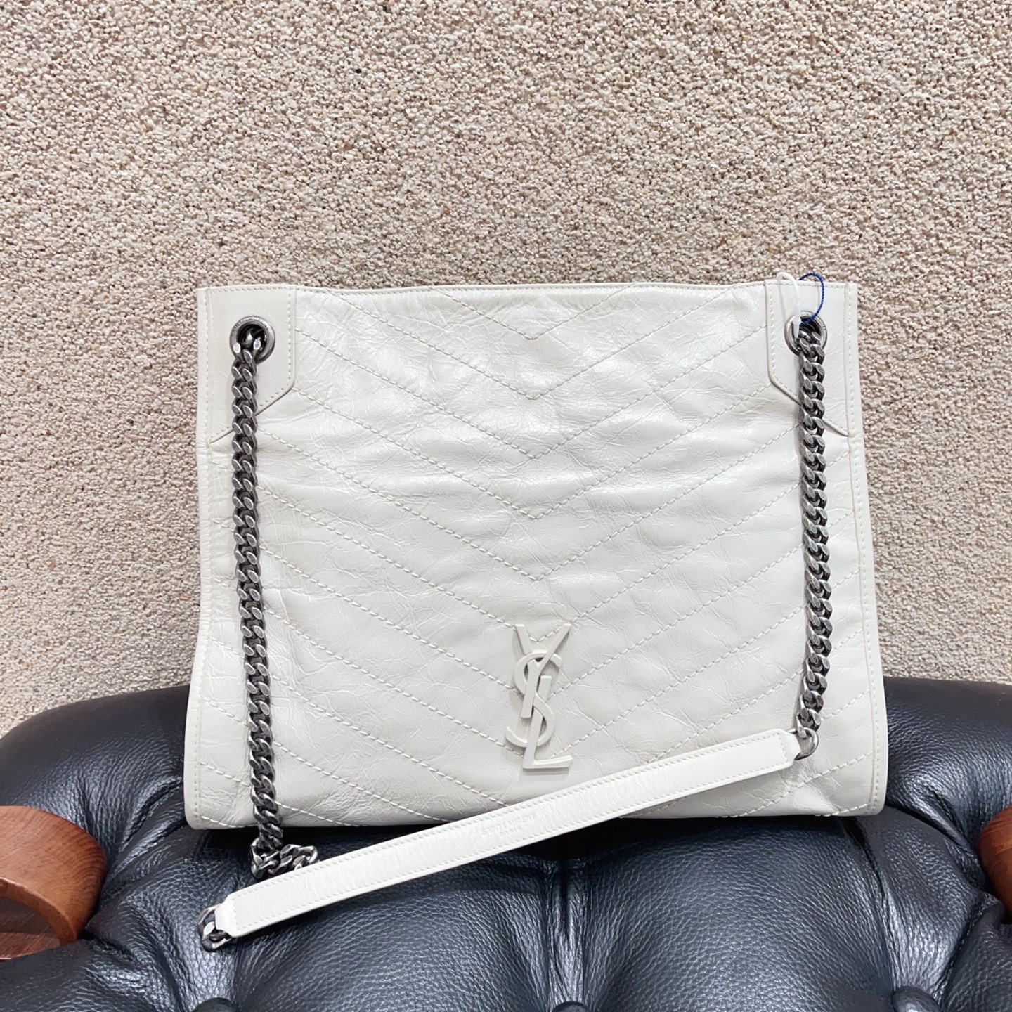 未使用 YSL/圣罗兰 NIKI shopping白色复古托特包！