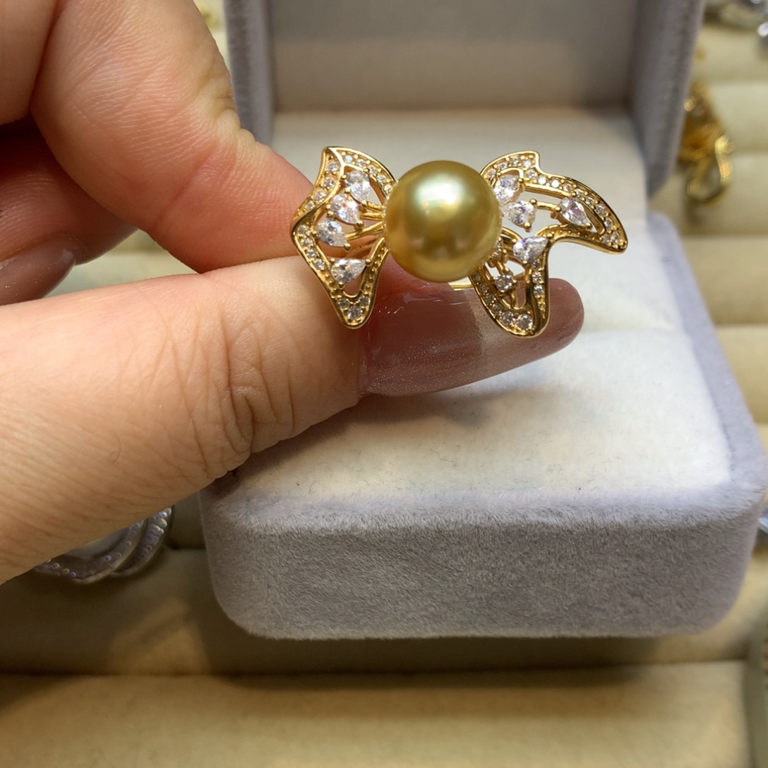 银S925镶嵌戒指海水珍珠