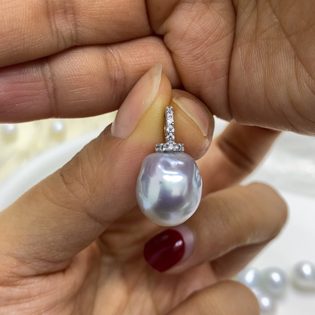 海水珍珠吊坠(不含链)银S925镶嵌
