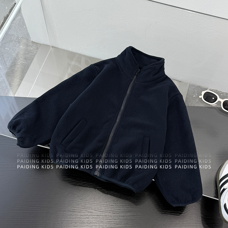 现货【文文妈】25男童女童秋装儿童时尚洋气纯色休闲保暖外套SJ6375