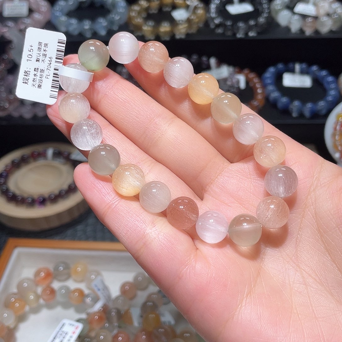 水晶手链未镶嵌兔毛手链，晶体通透