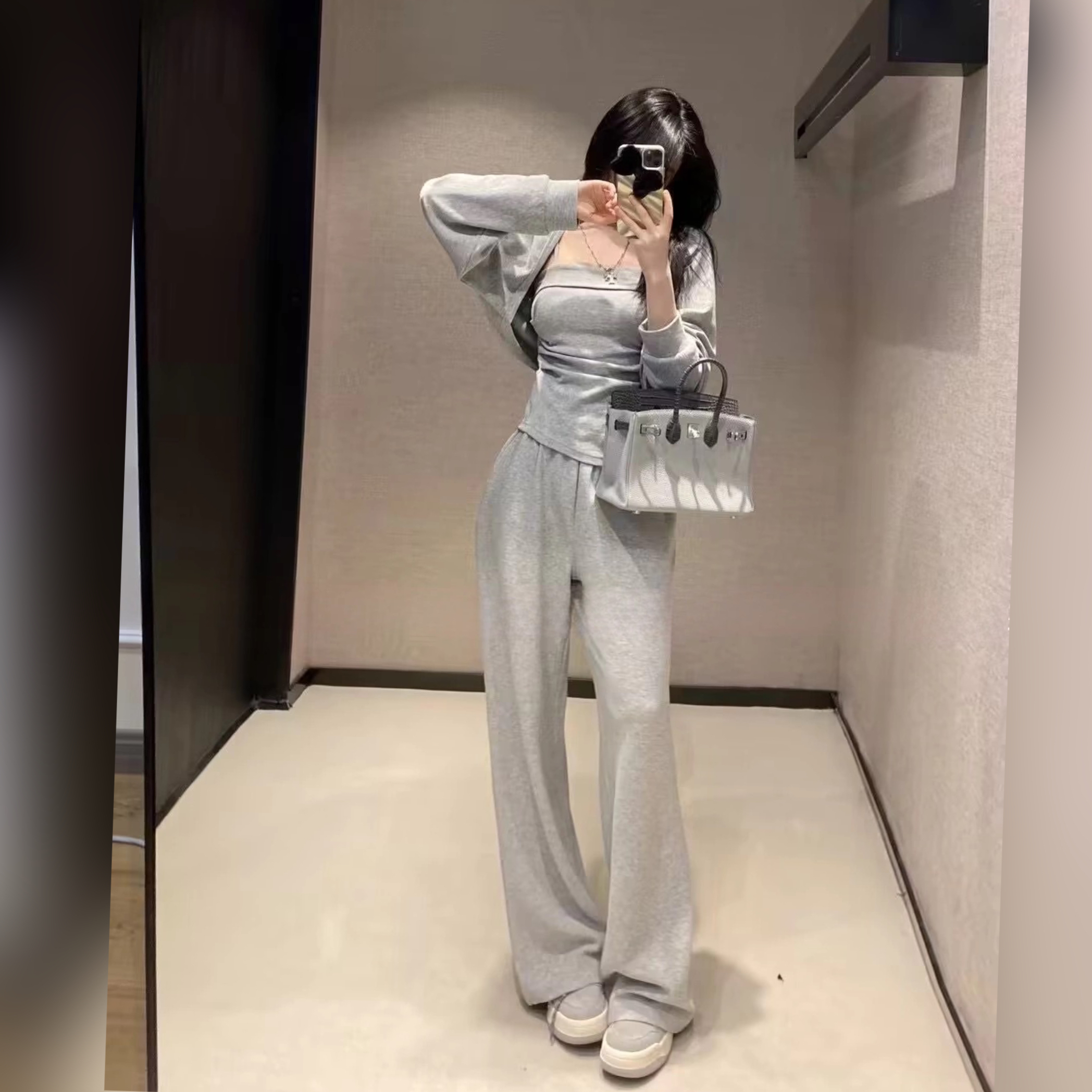 【邂逅】XH百搭开衫吊带休闲阔腿裤夏季穿搭显瘦三件套套装洋气气质