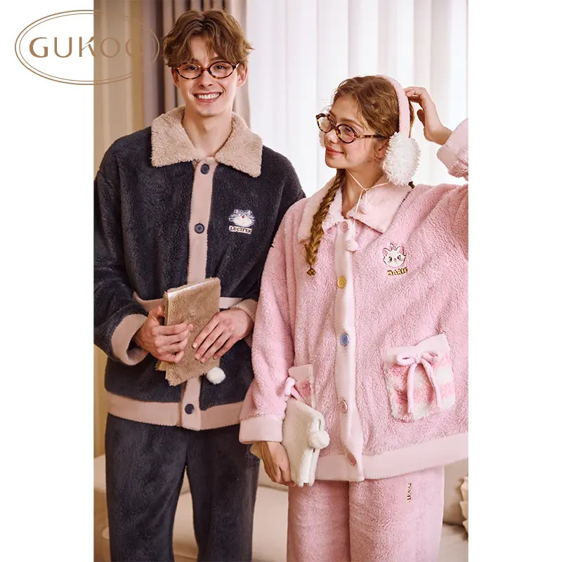 【Gukoo果壳】秋冬珊瑚绒保暖迪士尼玛丽猫联名加绒情侣家居服套装