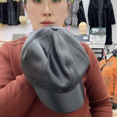 纯棉羊皮真皮八角帽备注尺码