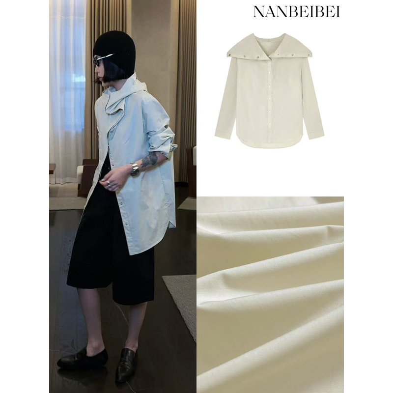 NanBeiBei 立领衬衫 极简高级感廓形单排扣衬衫上衣 049