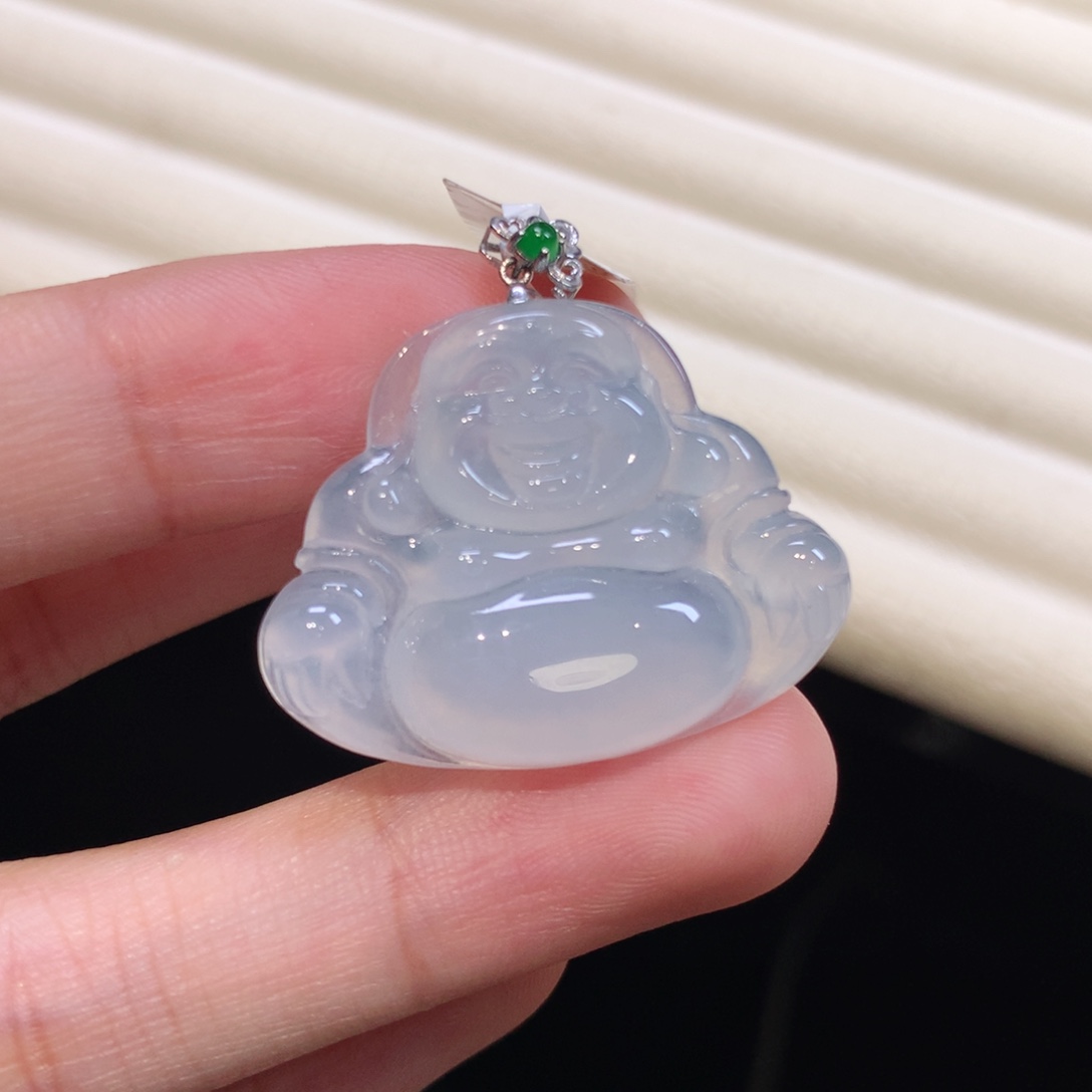 翡翠颈饰18K金镶嵌佛公