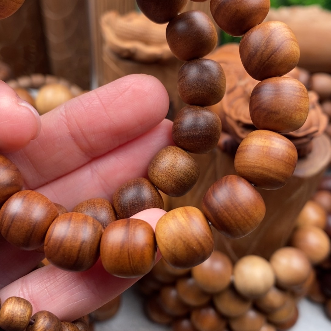 檀香木无事牌渚**恋老山檀香1211奶香手串