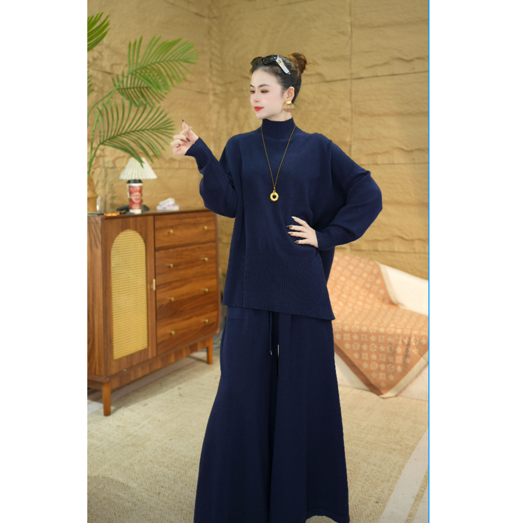 2025新款【山羊绒/设计款】设计款时尚百搭宽松 626 【上衣+裤子】