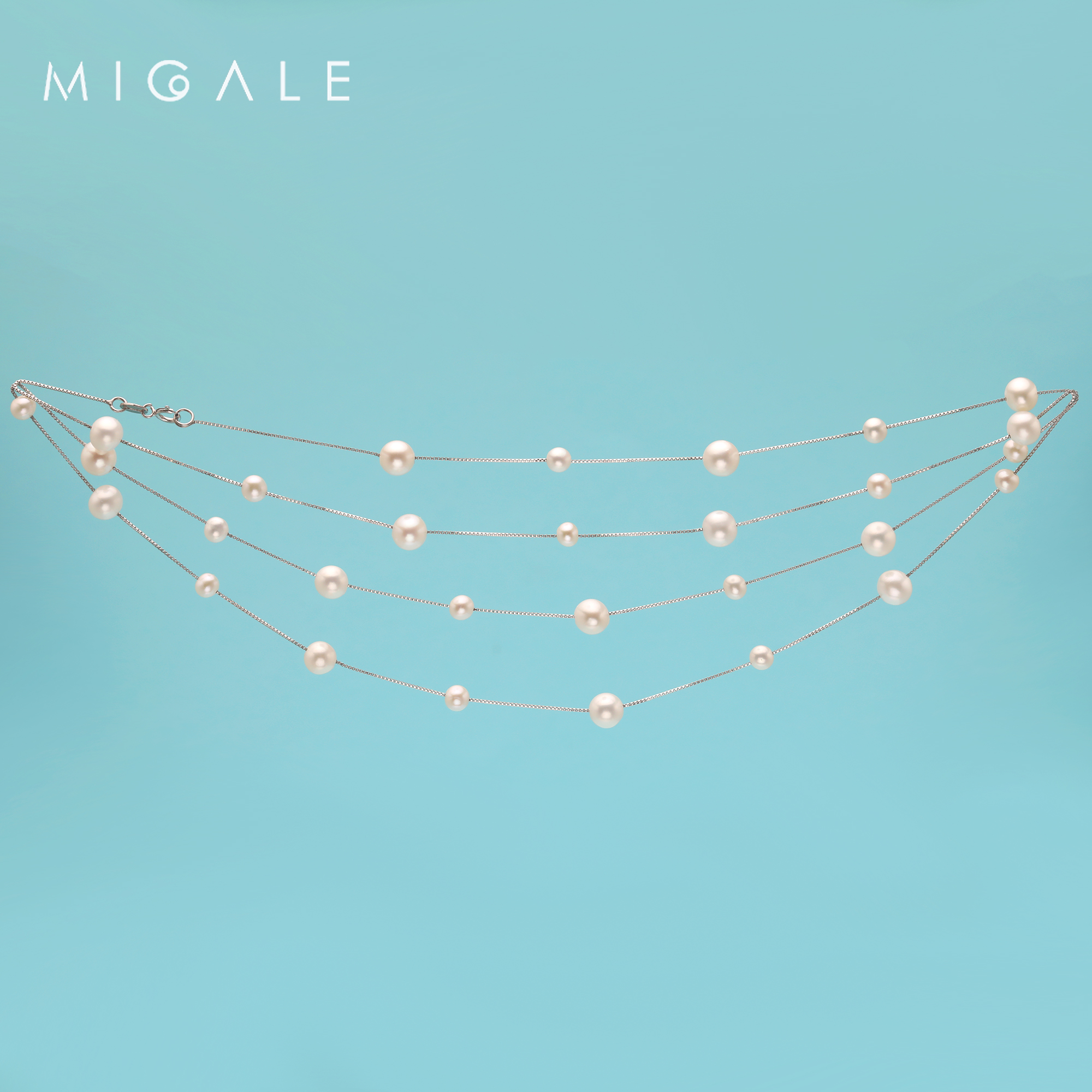 芈伽勒S925AK珍珠29珠满天星项链 C309项链仙女经典颈链