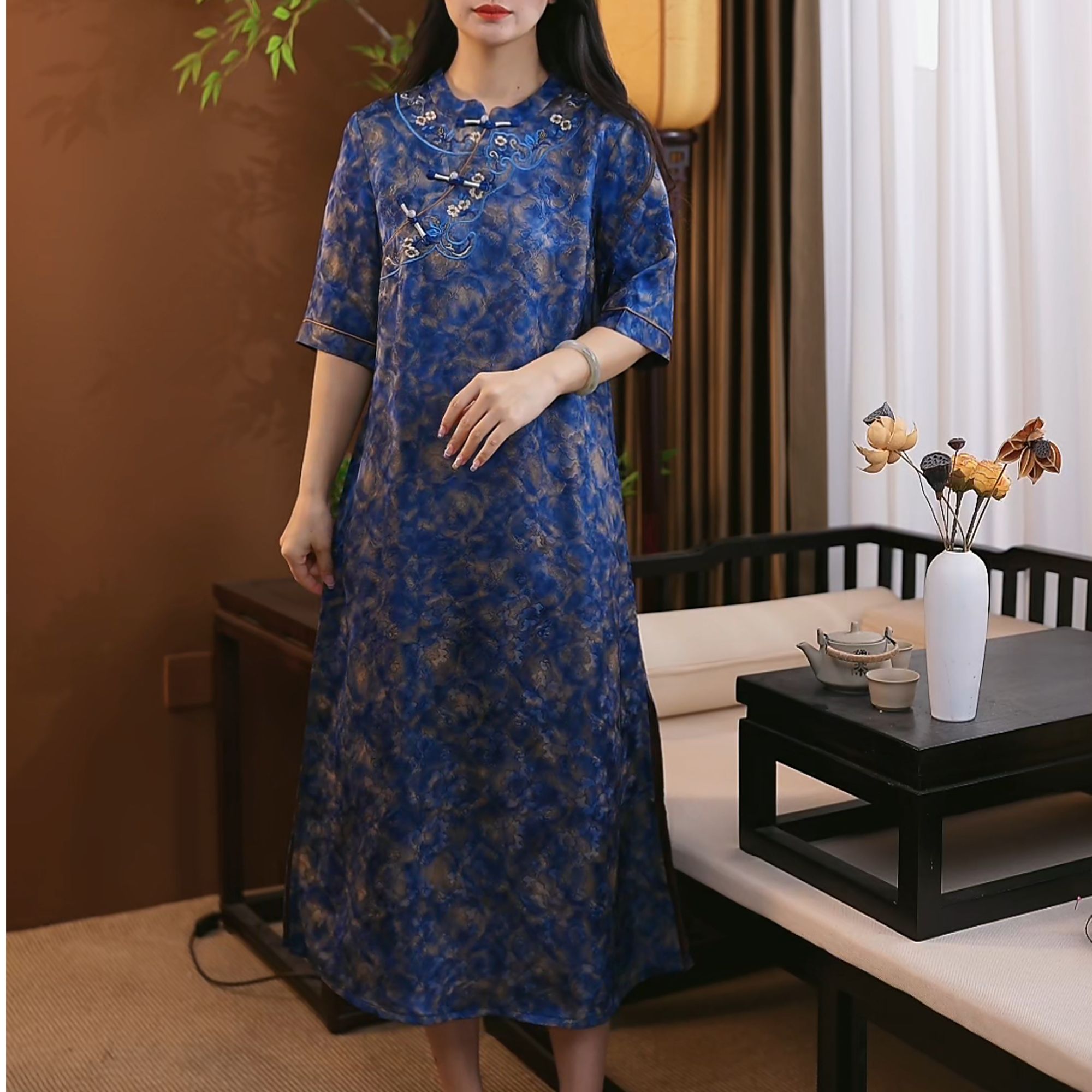 夏新款新中式国风改良款旗袍裙L004