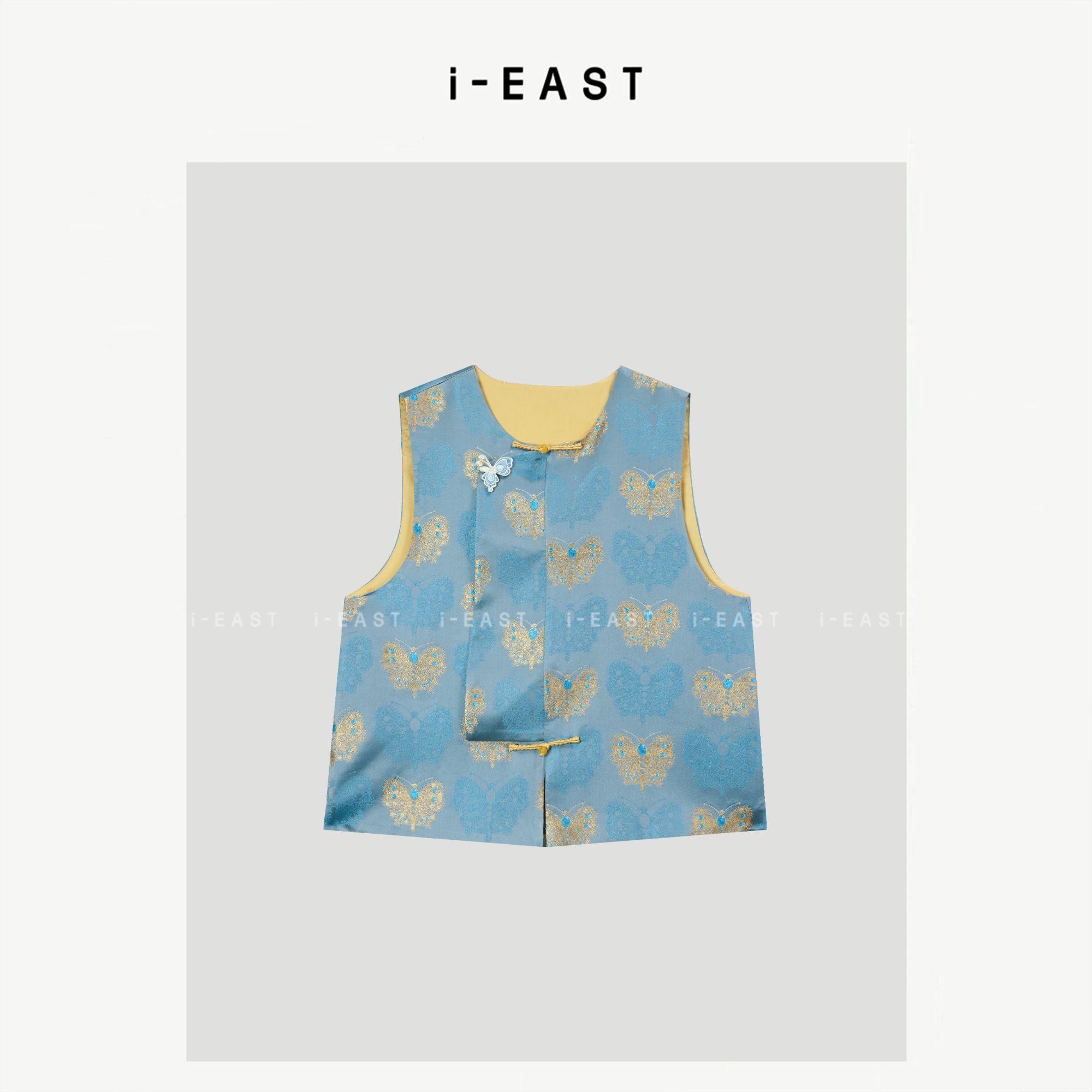 i-EAST 蓝金蝴蝶~新中式蝴蝶提花马甲外套-5C GF5332