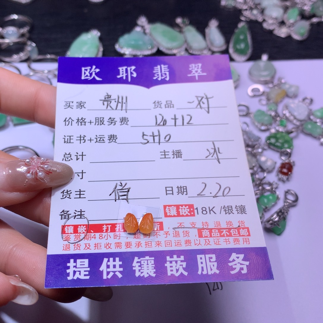 翡翠颈饰未镶嵌贵****儿一对