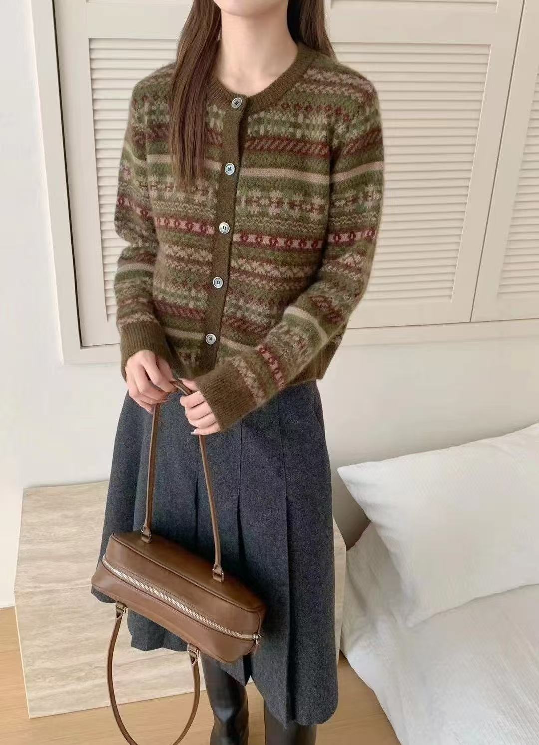 【恩泽】2025秋新款针织衫圆领开衫长袖2779