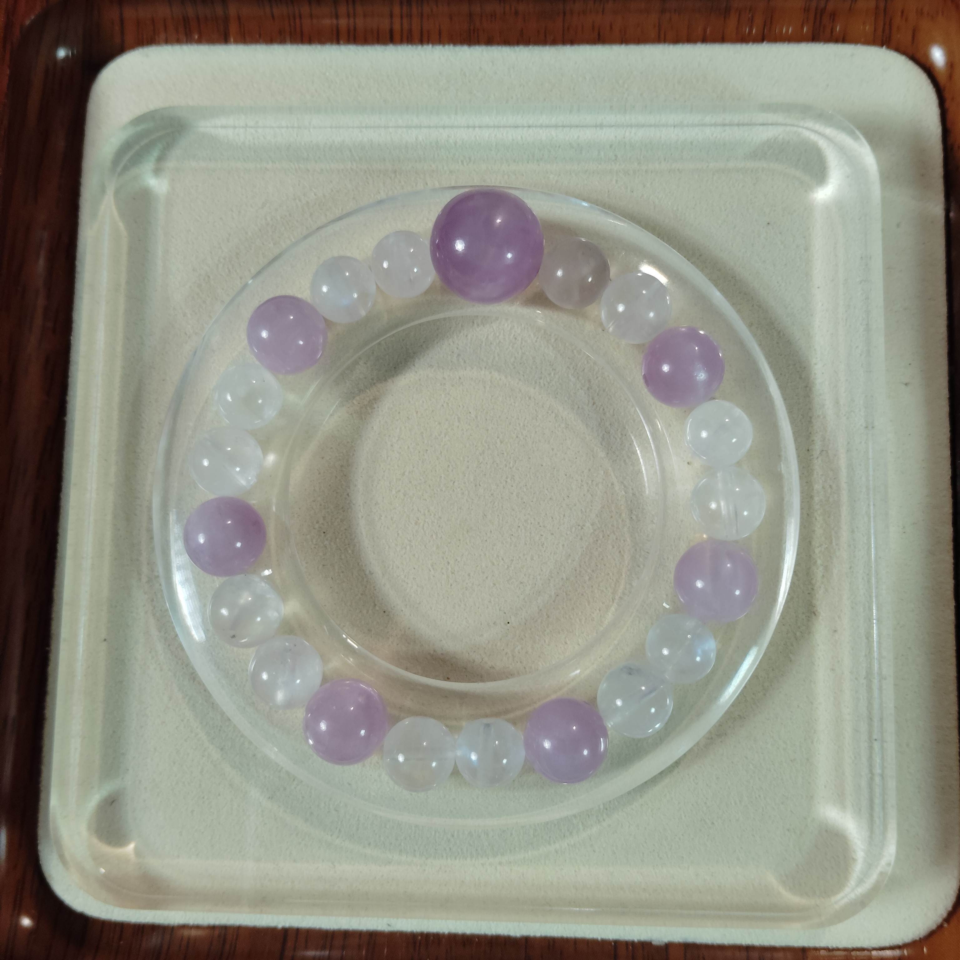 天然紫锂辉＋白月光手串