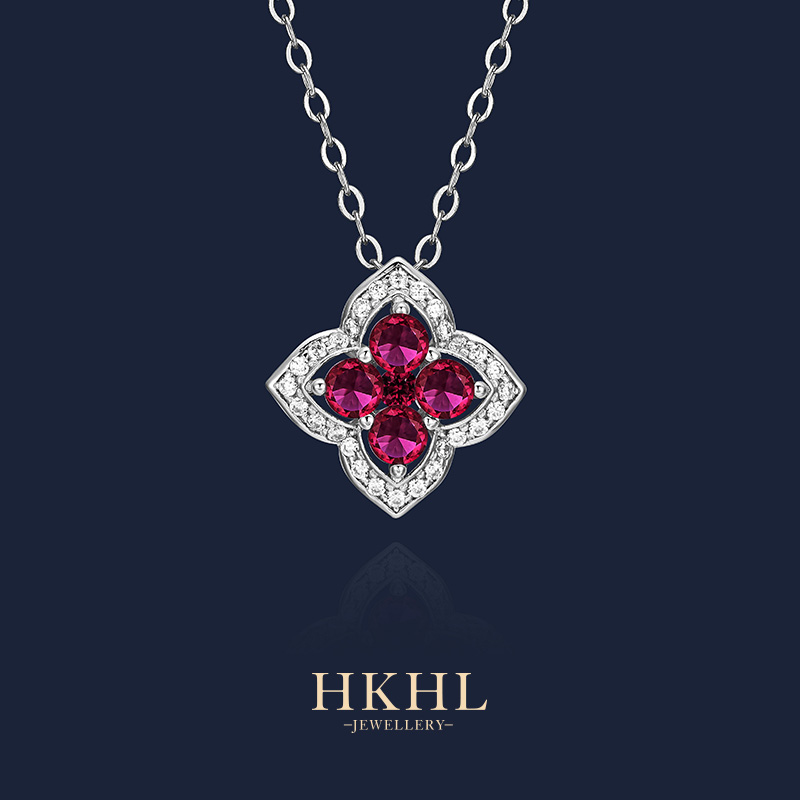 HKHL 培育红宝石絮语系列项链锁骨链女士轻奢镶钻高级节日礼物