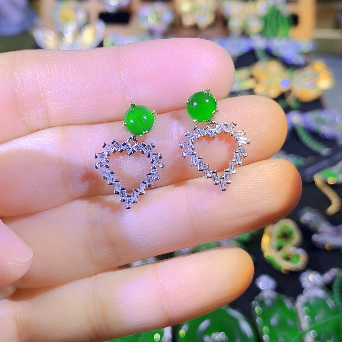 吊坠(不含链)银S925镶嵌翡翠