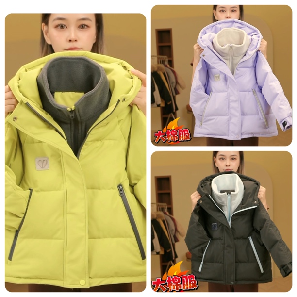 G8892冬季加厚丝棉极寒大棉服假两件加绒加厚儿童外套连帽中大童