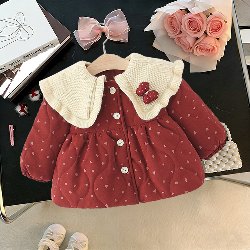 【爆款】女童棉服冬装2025新宝宝外套保暖夹棉上衣儿童连帽棉衣棉袄