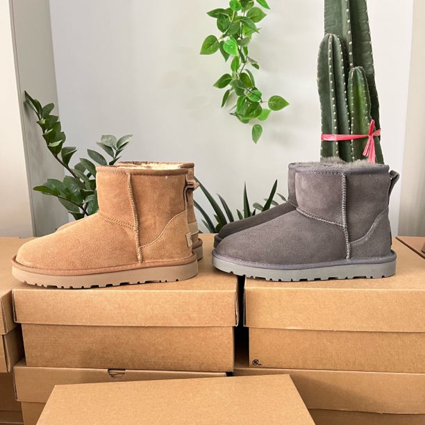 桑坡直发 平底皮毛一体雪地靴女冬季保暖加厚短筒