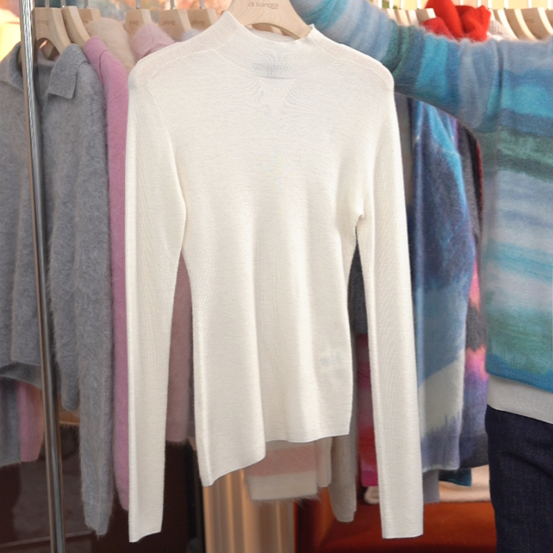 di kangra/德凯佳女士精纺90支半高领套头打底针织衫S25-1233A