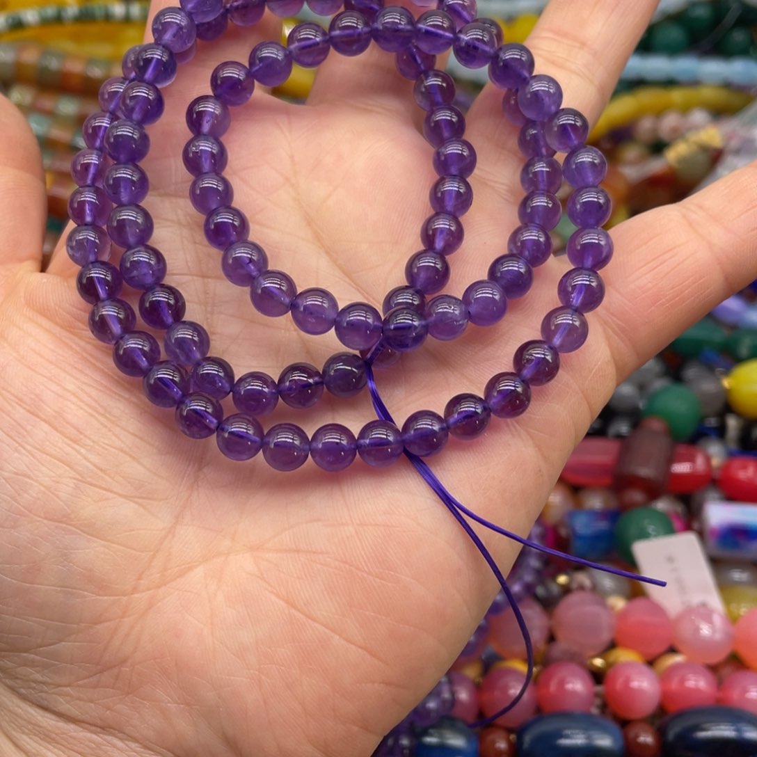 玛瑙/玉髓珠宝半成品未镶嵌巴西紫水晶三圈6.5mm