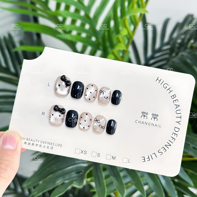 黑皮凯蒂-Black Piketty-纯手工穿戴甲可爱黑色日常小短甲 10片装