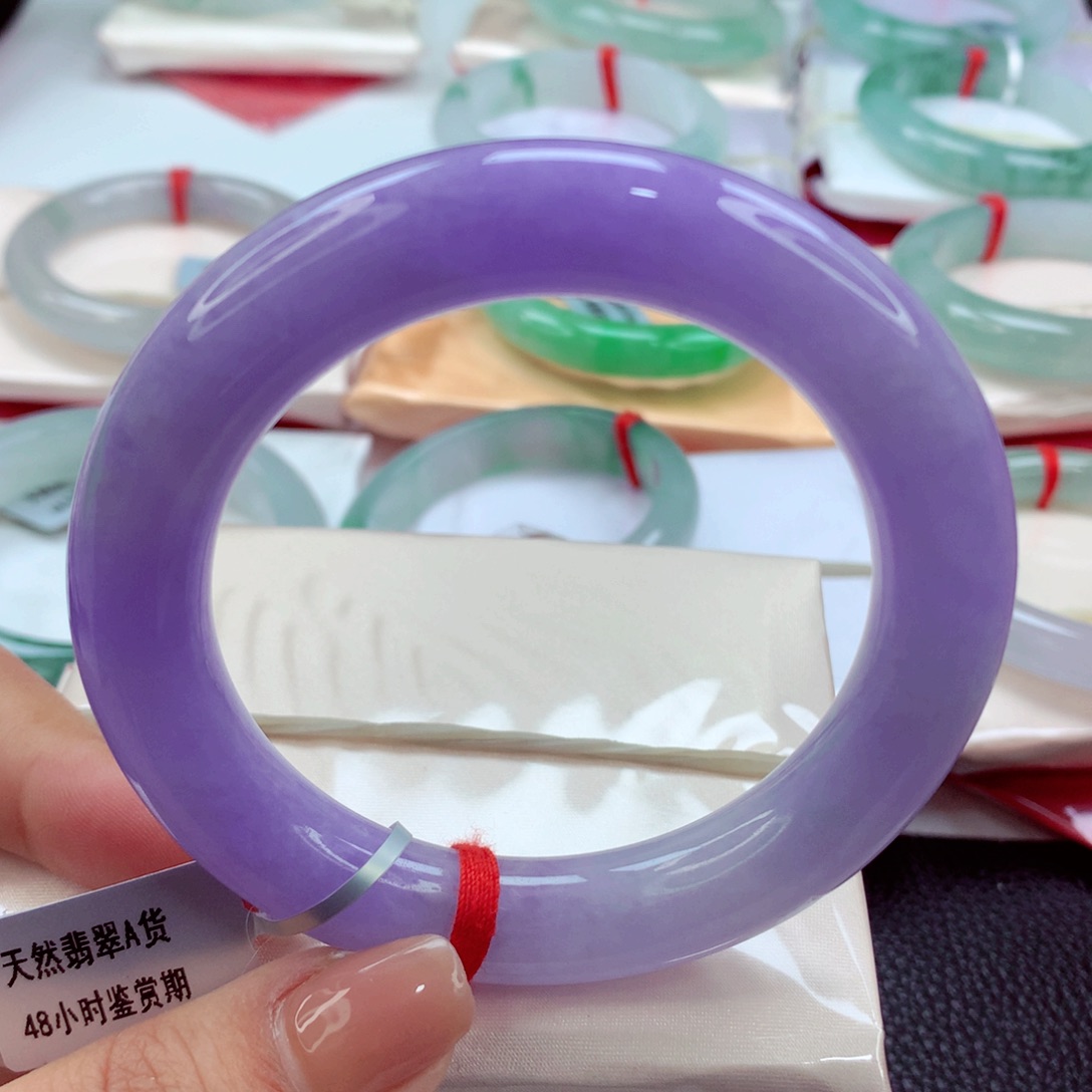翡翠手镯（圆镯）未镶嵌师妹毕业妖紫色标