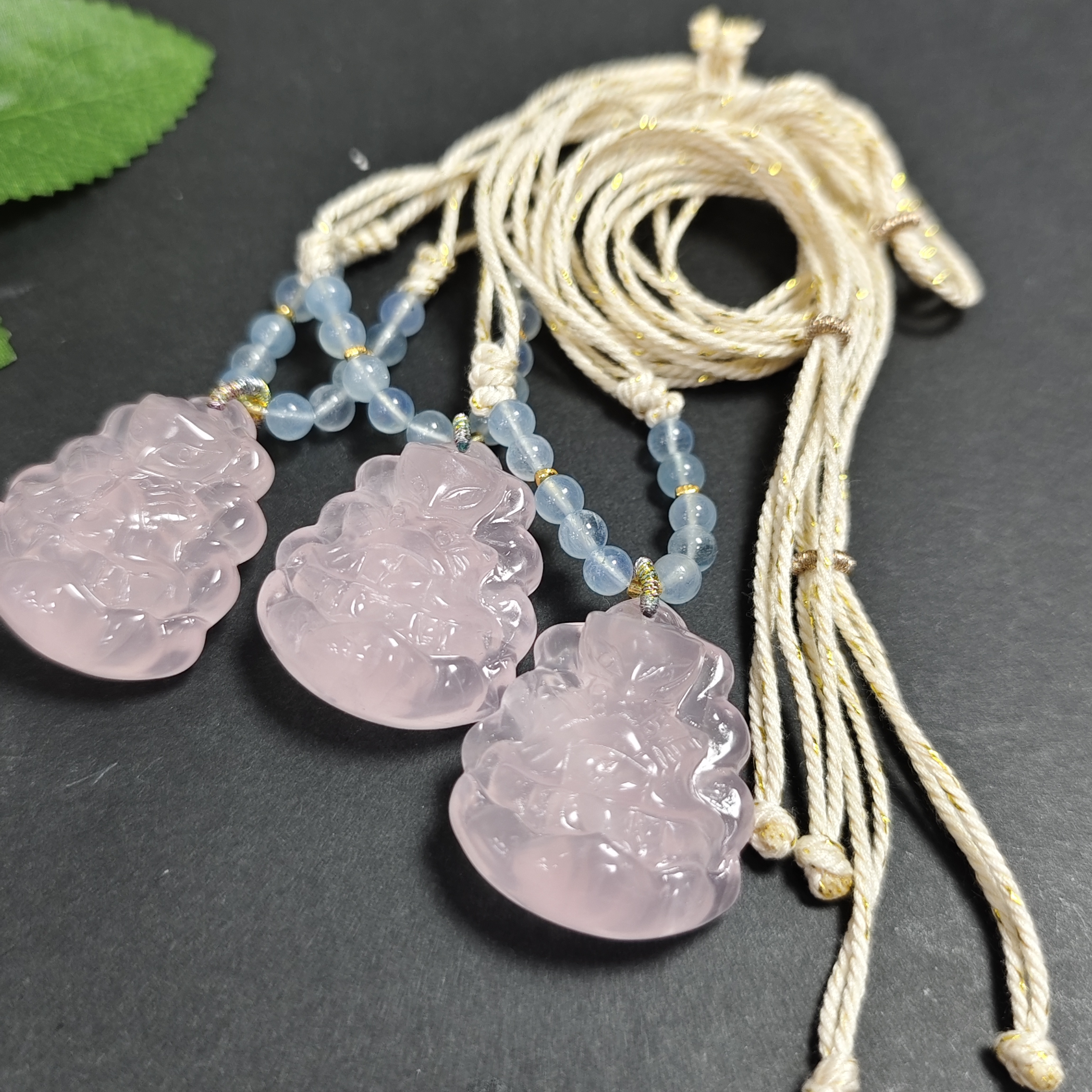 【书记甄选】天然粉水晶九尾狐吊坠 多样性发一件 8165TT