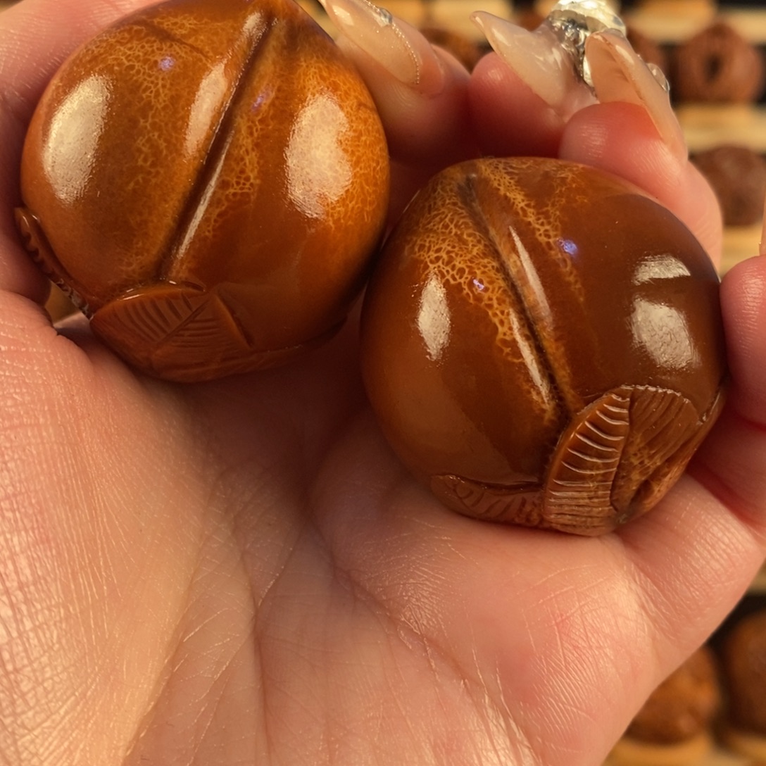 橄榄核手串/手链3.7+寿桃一对