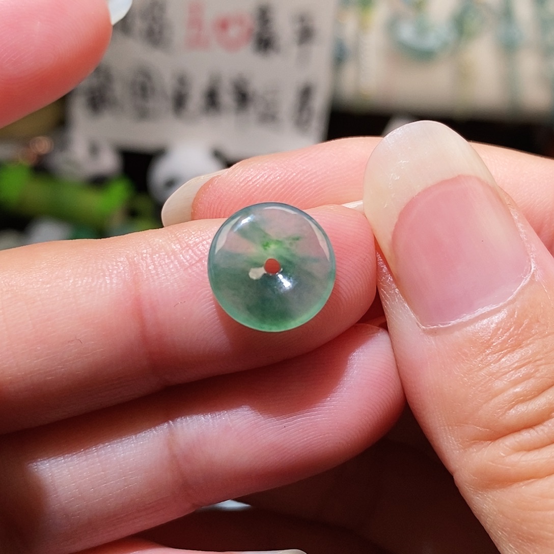 翡翠未镶嵌颈饰冰飘花平安扣