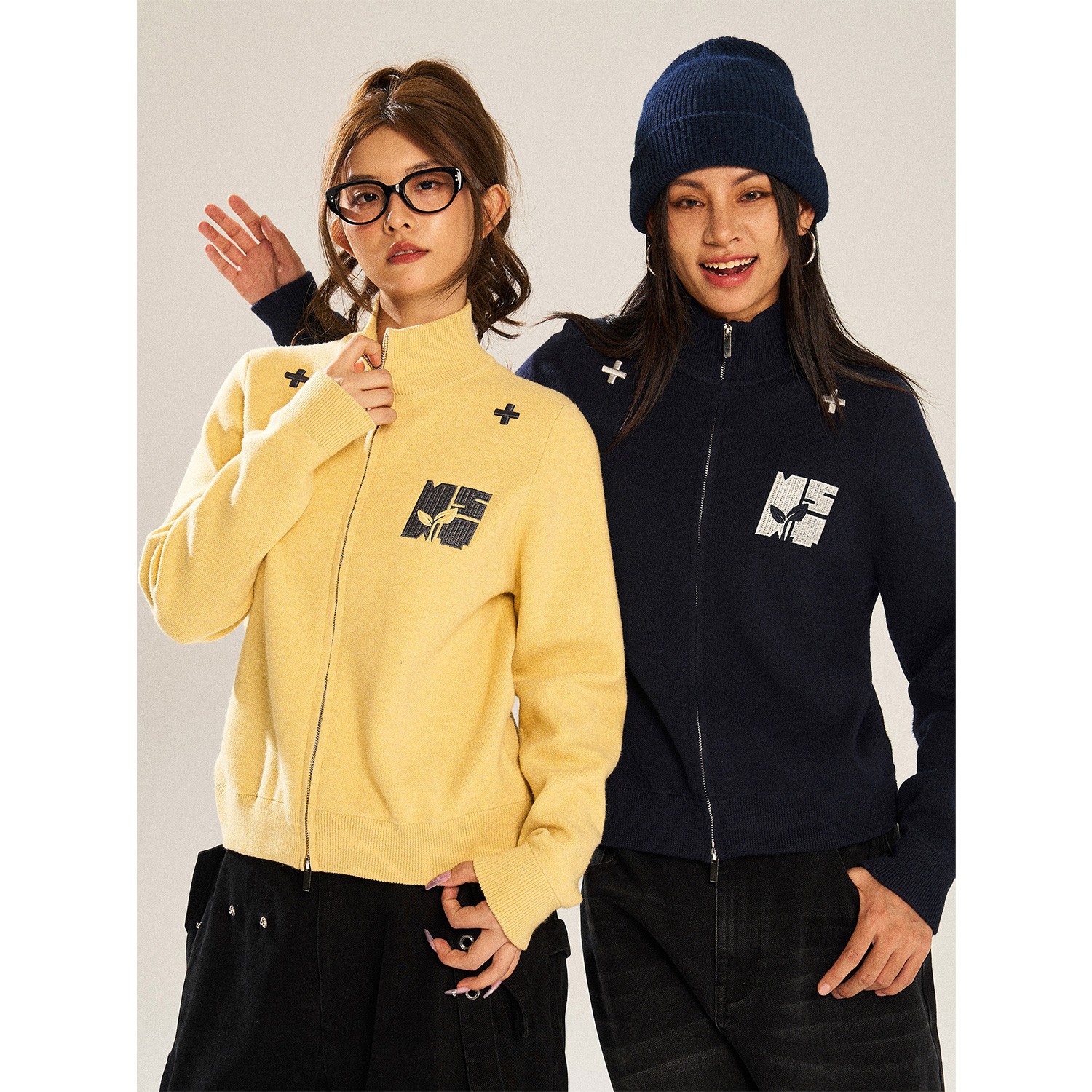 NSTNEW START发芽计划刺绣弹力学院风保暖开衫毛衣