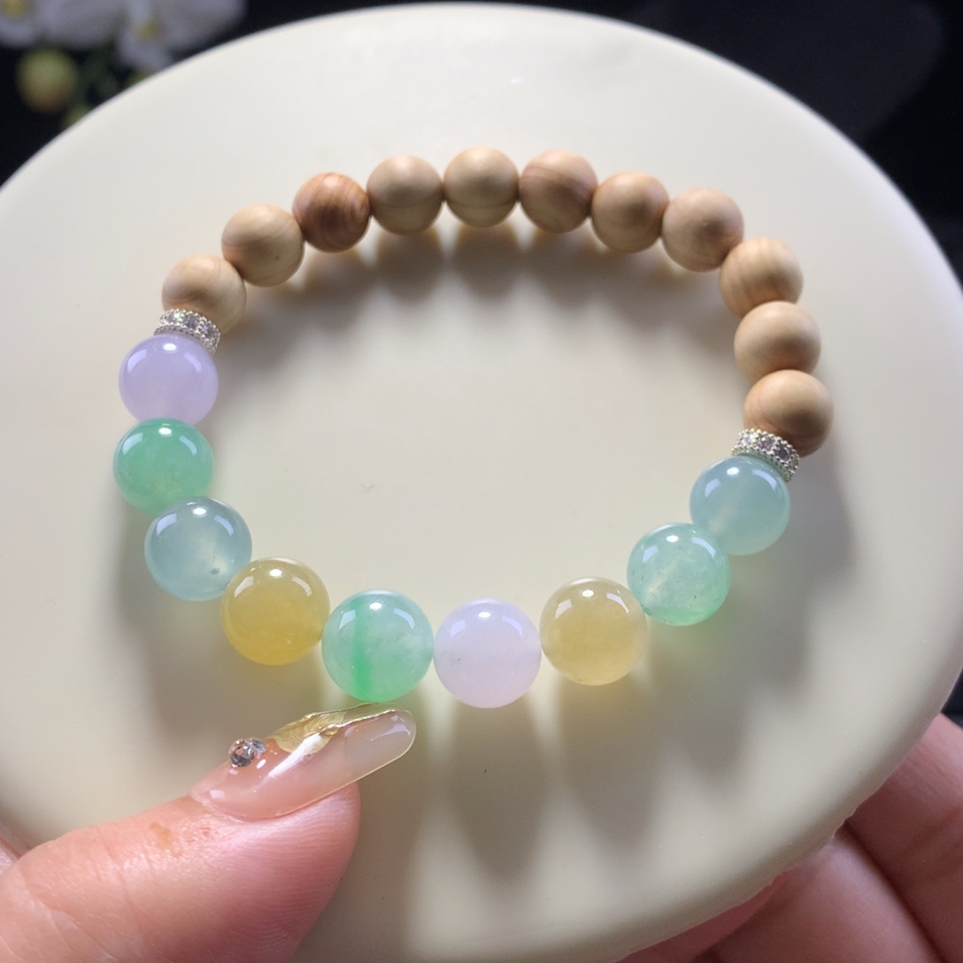 翡翠未镶嵌手串卡9软糖串