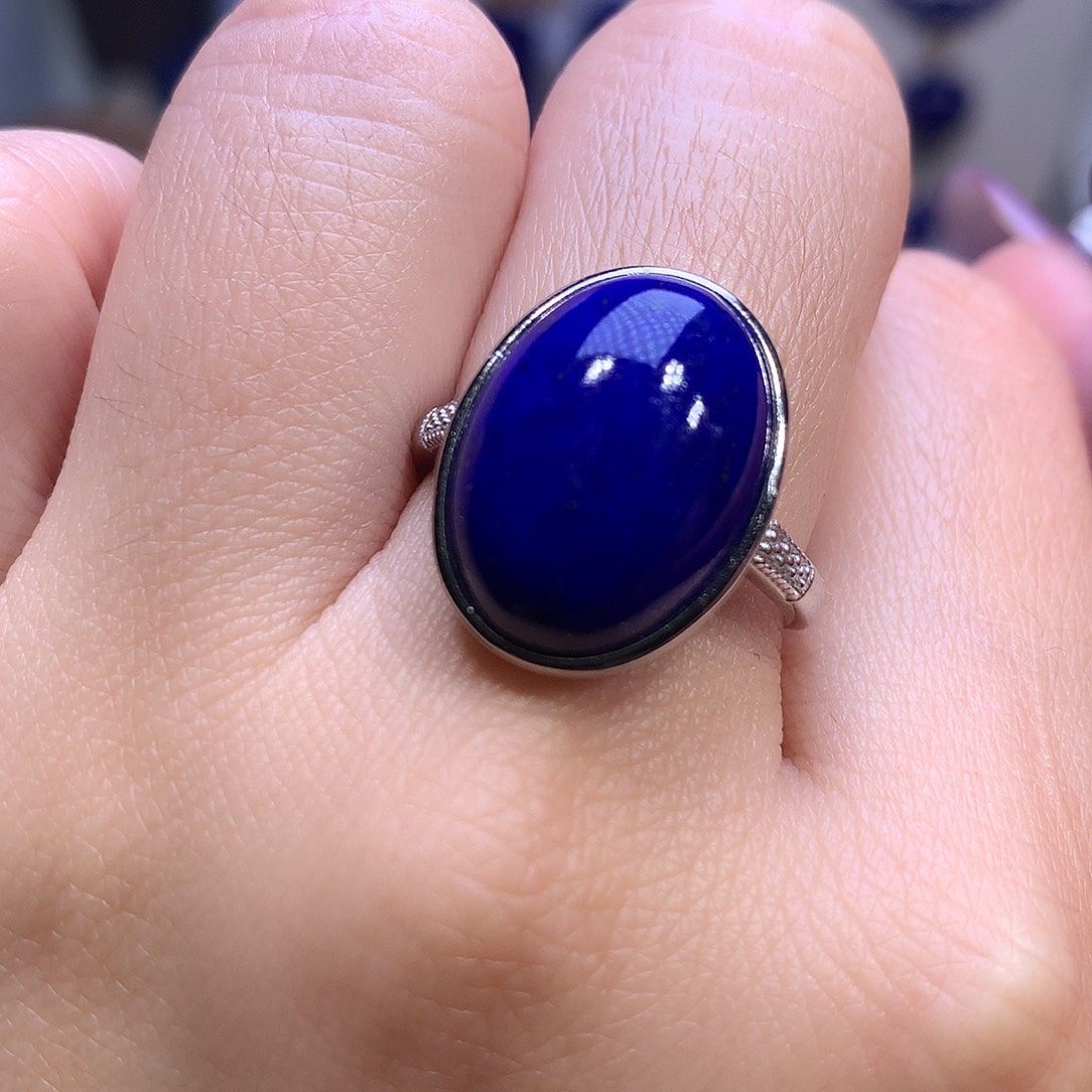 青金石银S925镶嵌19.4m戒指