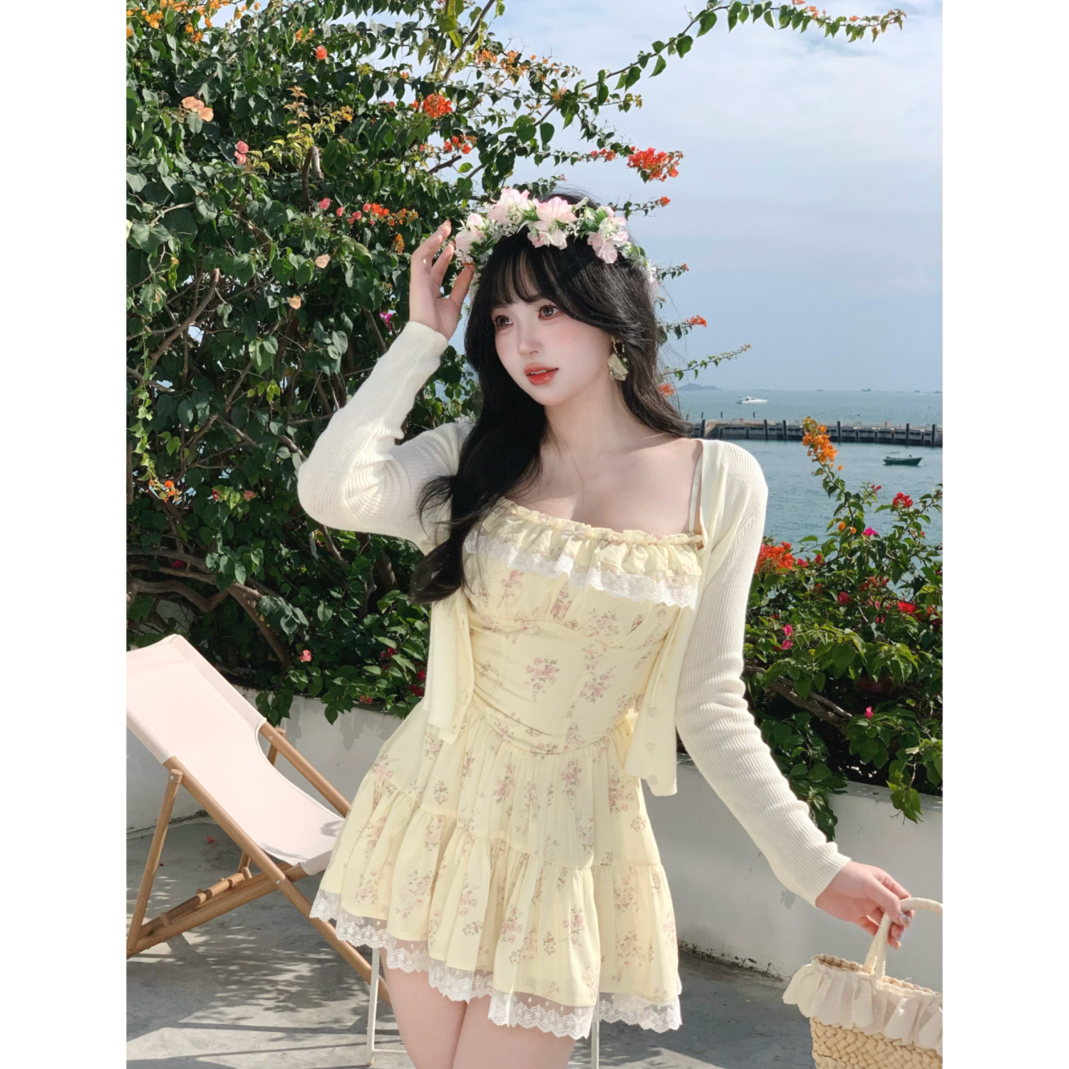 927清清MengFairy【花漾心结】甜美碎花纯欲收腰显瘦连衣裙4979