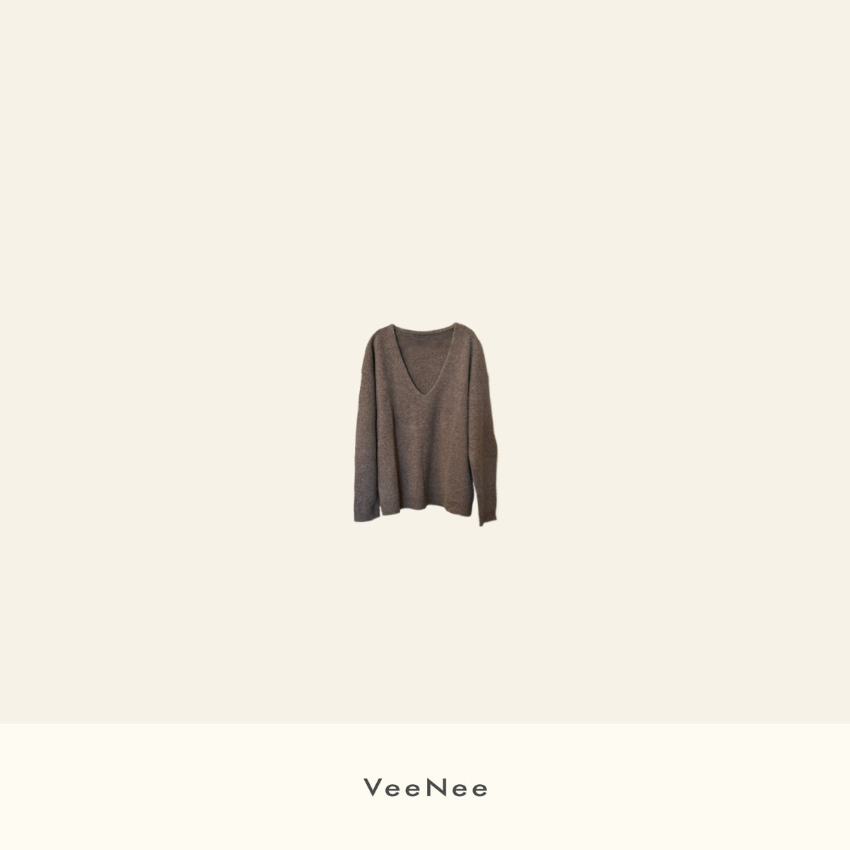 VeeNee•极简深v紫咖调100羊毛毛衣VA5M039