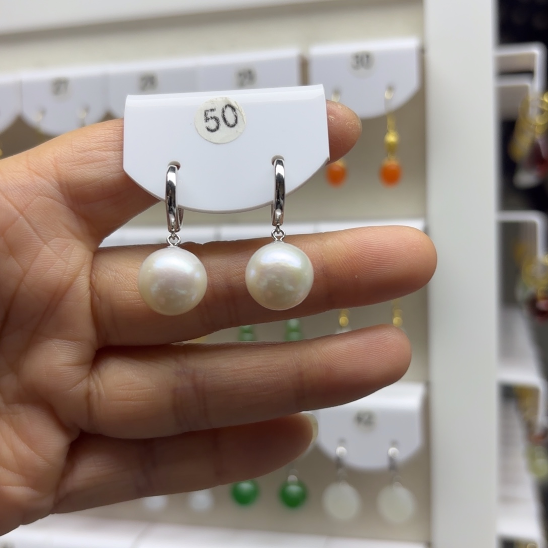 淡水珍珠耳饰银S925镶嵌