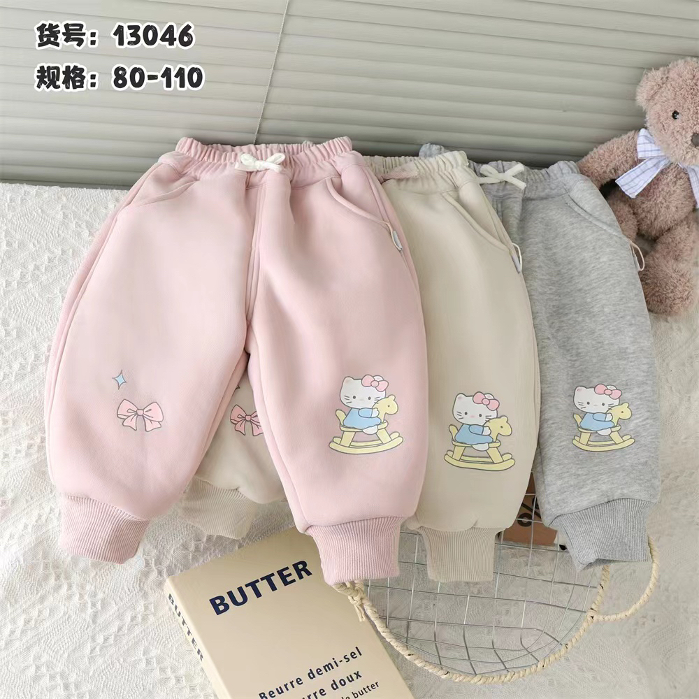 特厚加绒女童秋冬休闲运动长裤一体绒卫裤13046