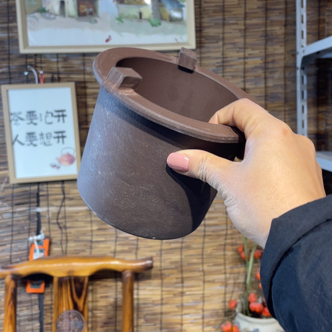 紫砂花盆深色内胆炉心11×11.5