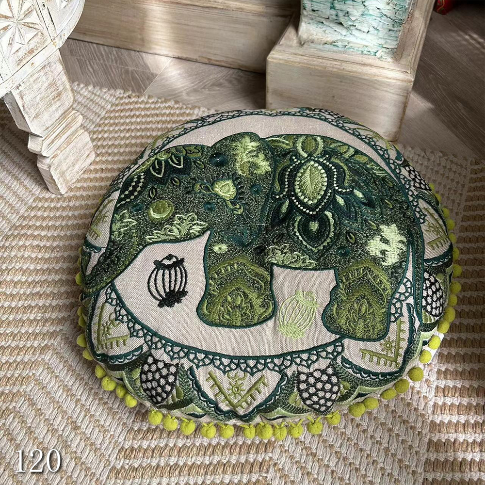 【印舍家居】40cm印度手工刺绣东南亚阳台飘窗坐垫地上大象沙发蒲团