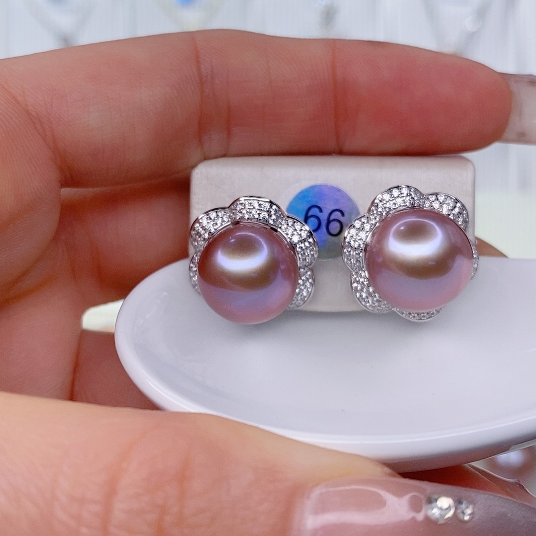 b***i耳饰银S925镶嵌淡水珍珠12➕