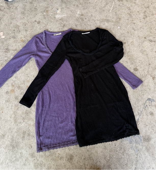 蕾丝磨毛短款纯欲长袖连衣裙