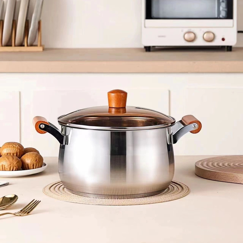 B045 特厚不锈钢大肚煮面家用大容量烹饪汤锅不挑灶具